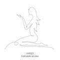 Virgo zodiac constellation one single hand drawing continues line. Vector stock illustration isolated on white Royalty Free Stock Photo