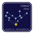 Virgo zodiac constellation in square frame