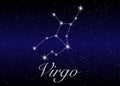 Virgo zodiac constellations sign on beautiful starry sky Royalty Free Stock Photo