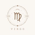 Virgo. Zodiac sign in boho style. Astrological icon isolated on white background. Mystery and esoteric. Horoscope logo Royalty Free Stock Photo