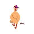 Virgo zodiac sign, funny chick character, horoscope element vector Illustration on a white background Royalty Free Stock Photo