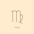 Virgo Zodiac sign Icon in a Minimal Linear Style. Vector Horoscope Symbol for Astrology, Calendar, Tattoo, t-shirt print Royalty Free Stock Photo