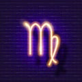 Virgo zodiac sign neon icon. Astrological zodiac signs glowing symbol Royalty Free Stock Photo