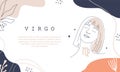 Virgo zodiac sign. One line drawing. Astrological icon with abstract woman face. Mystery and esoteric outline background Royalty Free Stock Photo