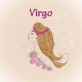 Virgo zodiac sign, retro style card