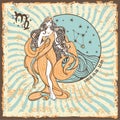 Virgo zodiac sign.Vintage Horoscope card Royalty Free Stock Photo