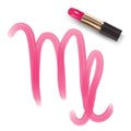 Virgo Zodiac sign write by Lipstick pink color illustration Royalty Free Stock Photo