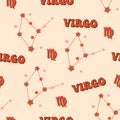 VIRGO zodiac star seamless pattern. VIRGO sign symbol stars Vector EPS10 Royalty Free Stock Photo