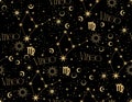 VIRGO zodiac star seamless pattern. VIRGO sign symbol stars Vector EPS10 Royalty Free Stock Photo