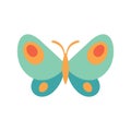 Virid butterfly icon in flat style