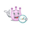 Viridans streptococci mascot design concept smiling with clock Royalty Free Stock Photo