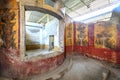 Oplontis Villa of Poppea - Viridarium, On the walls are represented, on a yellow and red background, gardens with fountains,