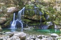 Virje waterfall, slap Virje, in Slovenia near Bovec. Julian Alps.