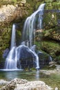 Virje waterfall, slap Virje, in Slovenia near Bovec. Julian Alps.