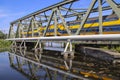 VIRM doubledecks intercity train along the rail bridge at Kethel in schiedam Royalty Free Stock Photo