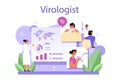 Virologist concept. Scientist studies viruses and bacteria in a laboratory