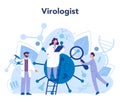 Virologist concept. Scientist studies viruses and bacteria. Laboratory