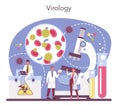 Virologist concept. Scientist studies viruses and bacteria.