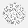 Virology round vector microbiology minimal line illustration Royalty Free Stock Photo