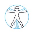 virtruvian man line icon, outline symbol, vector illustration, concept sign