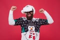 Virtual achievement. Future technologies. Virtual life. Man celebrate christmas virtual reality device. Gadgets review