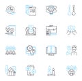 Virtual art linear icons set. Digital, Virtual, Multimedia, Augmented, Cyber, D, Interactive line vector and concept