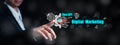 Virtual artificial intelligence digital chatbot conversation assistant on internet. Digital marketing AI technology.