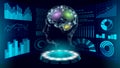 Virtual assistant HUD user display technology. AI artificial intelligence robot support. Chatbot human brain neural