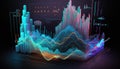 Virtual or augmented reality data visualization of financial data, graphs, stocks, trends, and progress using ai - generative ai Royalty Free Stock Photo