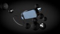 Virtual and augmented reality glasses in a fantastic abstract setting.