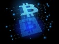 Virtual bitcoin concept crypto currency . Vector illustration b