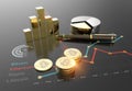 Virtual Bitcoin cryptocurrency financial market graph