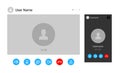 Virtual call video mockup icon. Videocall interface phone desktop conference screen template ui