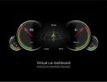 Virtual car dashboard concept. HUD vehicle interface with navigation mode. Vector illustration