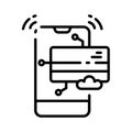Virtual Card and Mobile Digital Payment Line Icon Royalty Free Stock Photo
