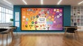 A virtual classroom wall mockup with a digital display Teachers day Wallpapers HD mockups