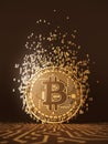 Virtual Coin Bitcoin Emits Particles In The Form Of Numbers