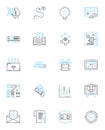 Virtual commerce linear icons set. E-commerce, Webstore, Shopping, Online, Marketplaces, Transactions, Digital line