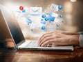 Virtual Communication Canvas: A Visual Exploration of Blue, Red, White, and Grey Email Icons Royalty Free Stock Photo
