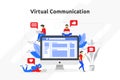 Virtual communication concept modern flat design. Vector illustration