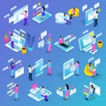 Virtual Communication Isometric Icons Royalty Free Stock Photo