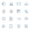 Virtual communication linear icons set. Videoconferencing, Telepresence, Webinar, Telecommuting, Remote, Virtual