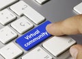 Virtual community - Inscription on Blue Keyboard Key Royalty Free Stock Photo