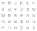Virtual community line icons collection. Online, Interaction, Communication, Collaboration, Nerk, Community