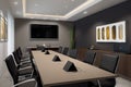 virtual conferenceroom with sleek and modern design, featuring advanced audio-visual equipment Royalty Free Stock Photo