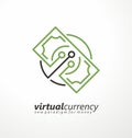 Virtual cryptocurrency logo design idea