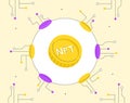 Virtual cryptocurrency nft vector line concept