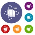 Virtual cube icons set
