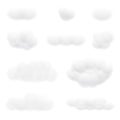 Virtual cumulus clouds vectors isolated on white background, Realistic Fluffy cubes like white cotton wool