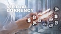 Virtual Currency Exchange, Investment concept. Currency symbols on a virtual screen. Financial Technology Background